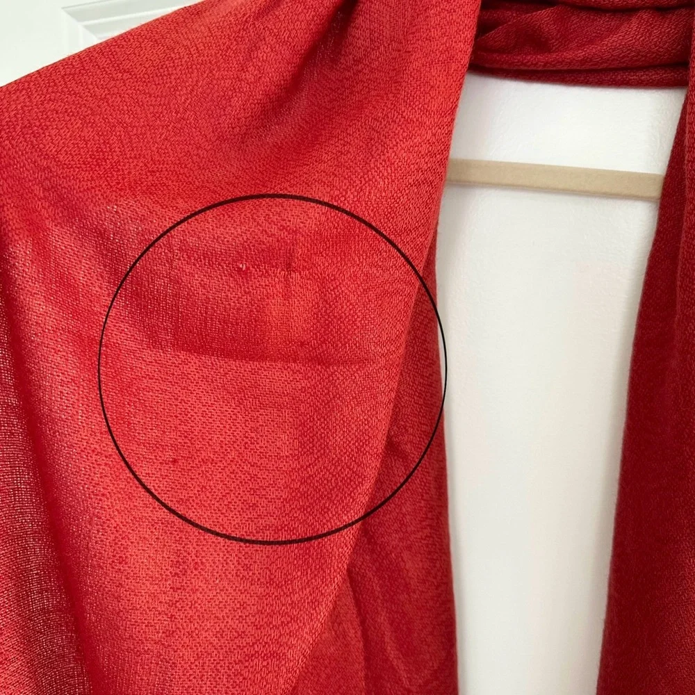 Red & Gold Lightweight Scarf With Fringe - Shawl / Wrap